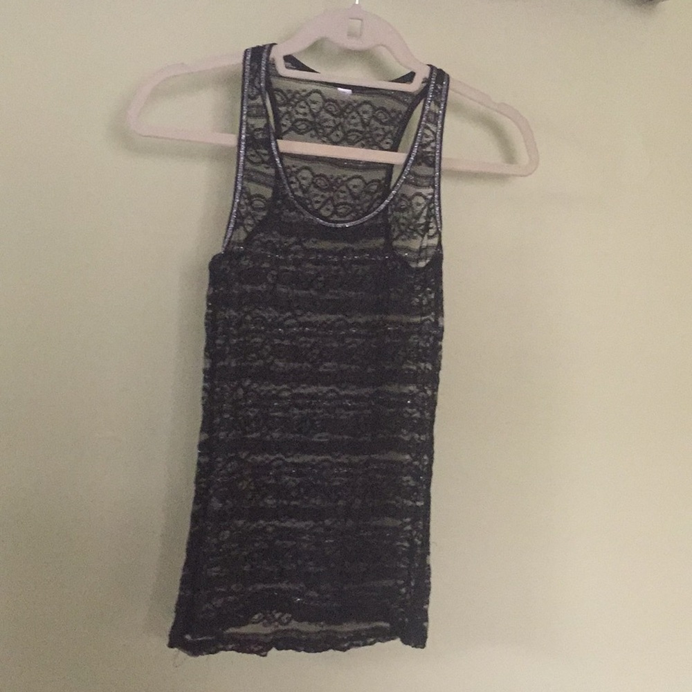 black lace layering tank